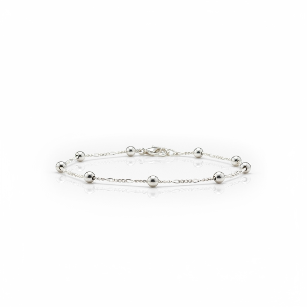 Pulseira De Prata Satélite Ajustável 13 a 16CM