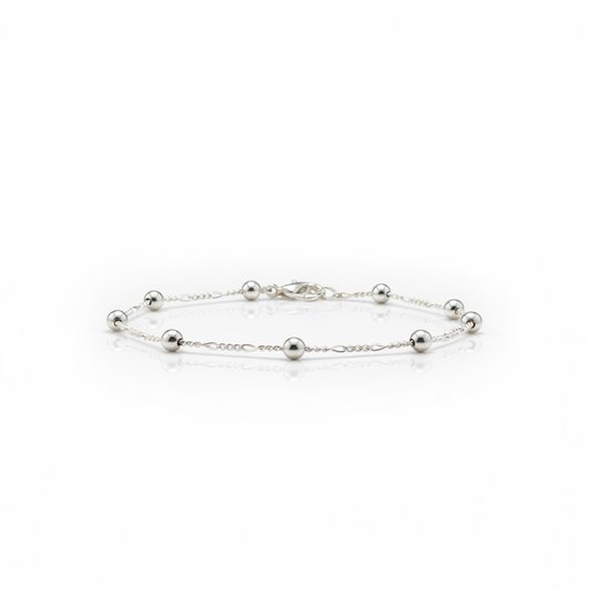 Pulseira De Prata Satélite Ajustável 13 a 16CM