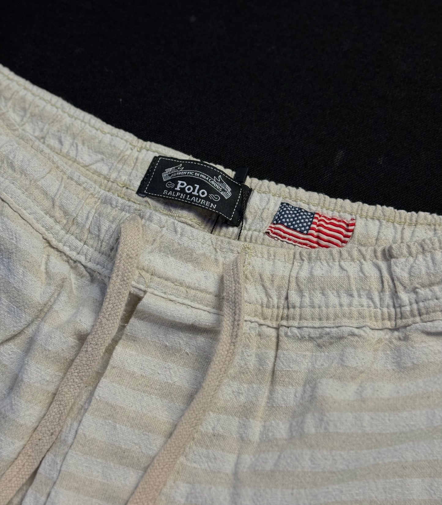 Short Casual Ralph Lauren | Linho Vibes - Listrado no off com creme