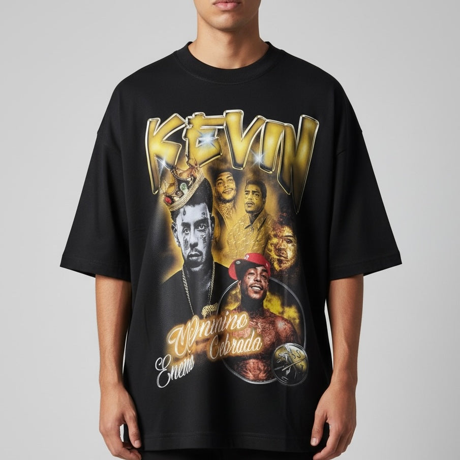 Camiseta Oversized | +71 Kevin | Preta