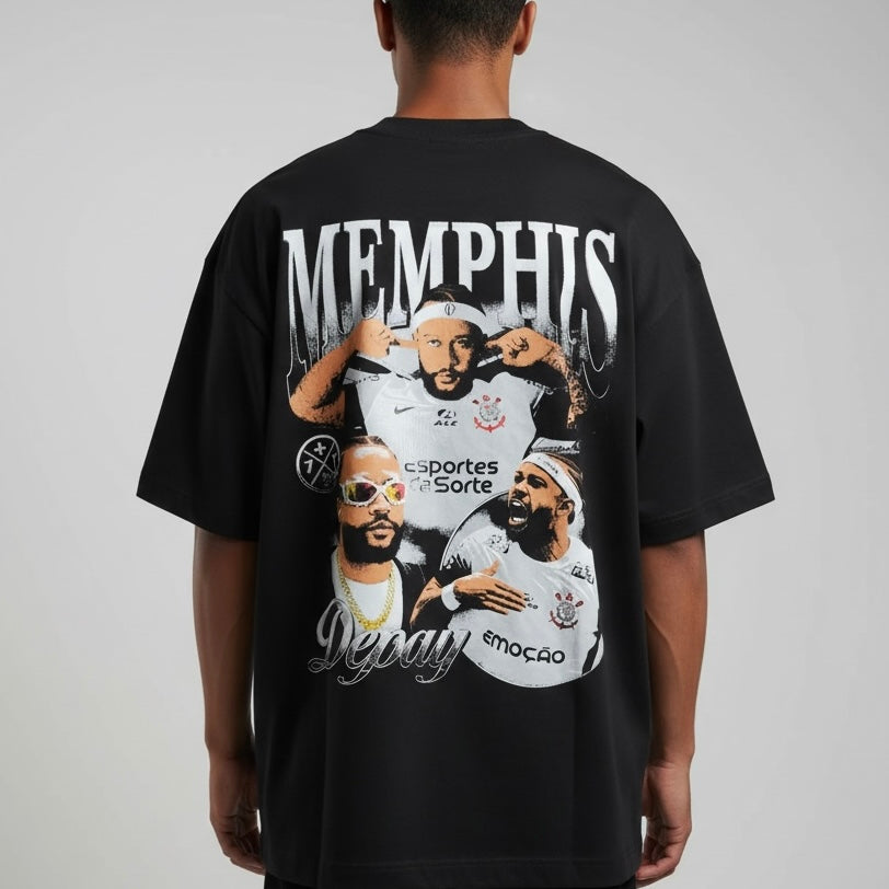 Camiseta Oversized | +71 Memphis | Preto e Branco