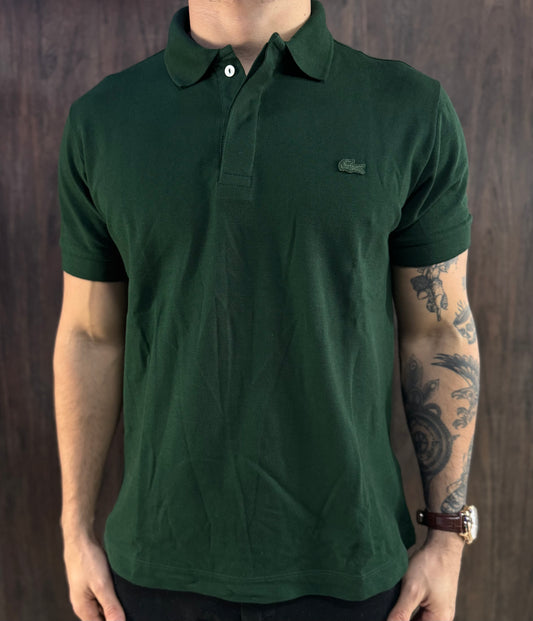 Gola Polo Lacoste | Hidden Placket - Verde Militar Monocromático