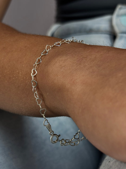 Pulseira De Prata Love Love 25CM