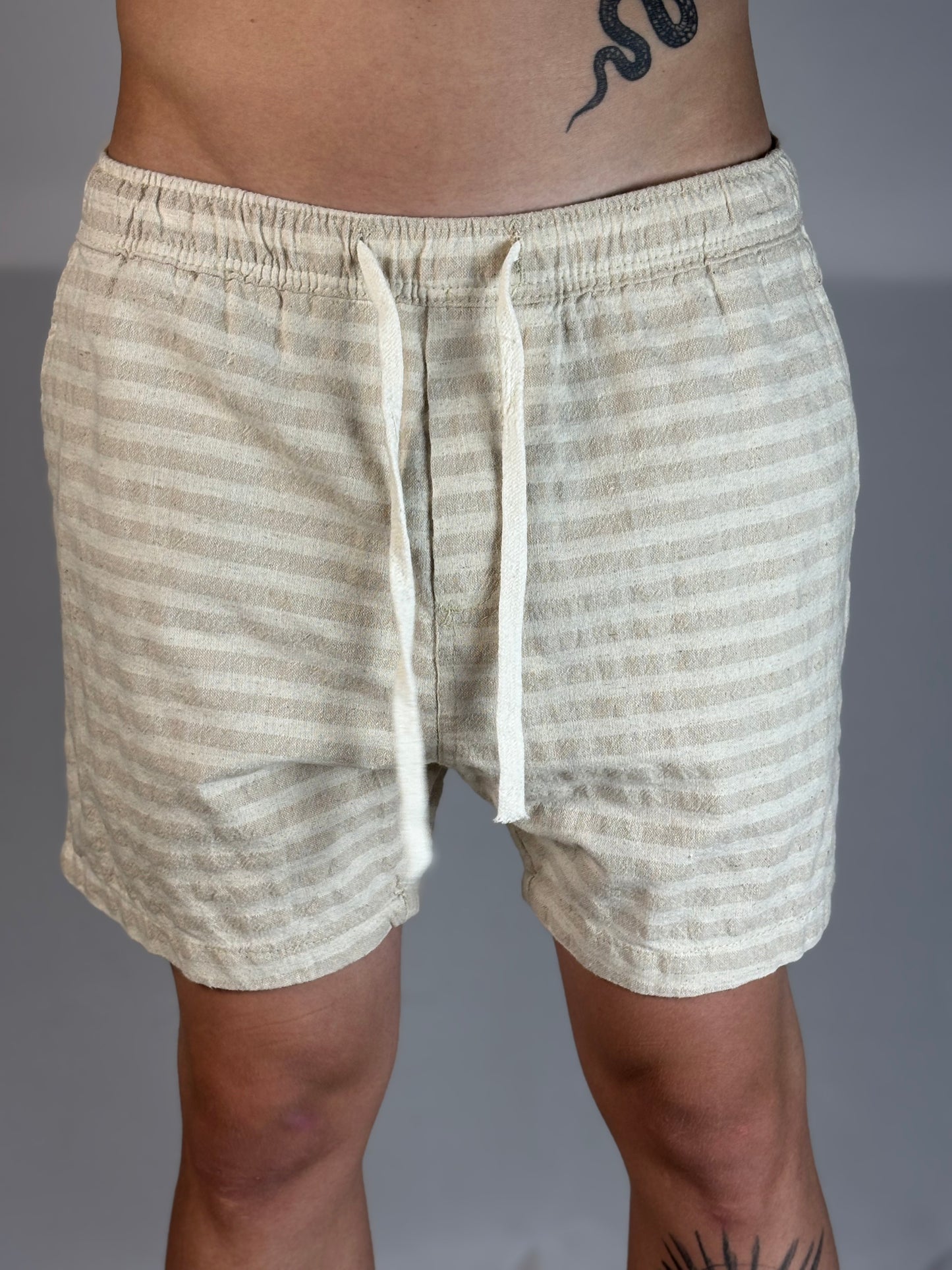 Short Casual Polo Ralph Lauren | Linho natural Flow - Listrado Bege