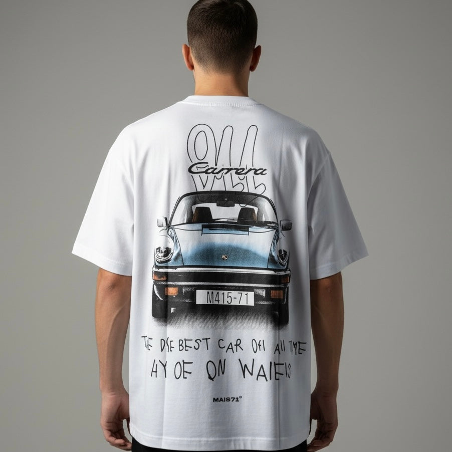 Camiseta Oversized | +71 Porsche | Branca