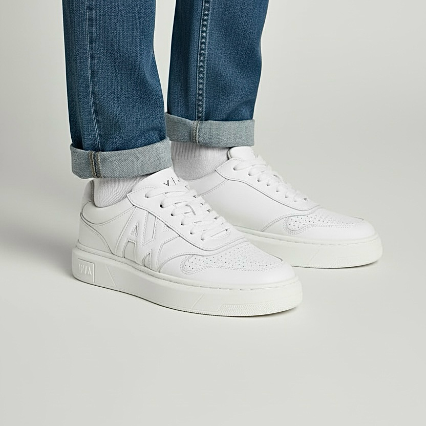 Tênis Armani Exchange | Casual Premium Leather – White Ice