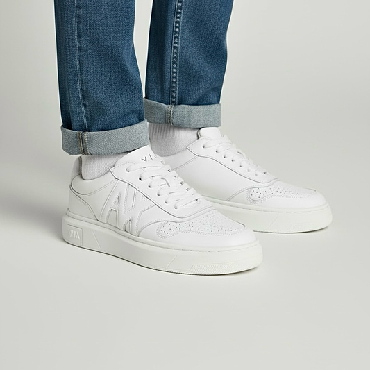 Tênis Armani Exchange | Casual Premium Leather – White Ice